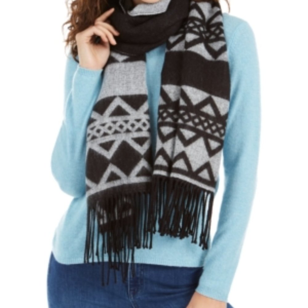 NEW-$30-Calvin Klein Striped Fair Isle Blanket Scarf